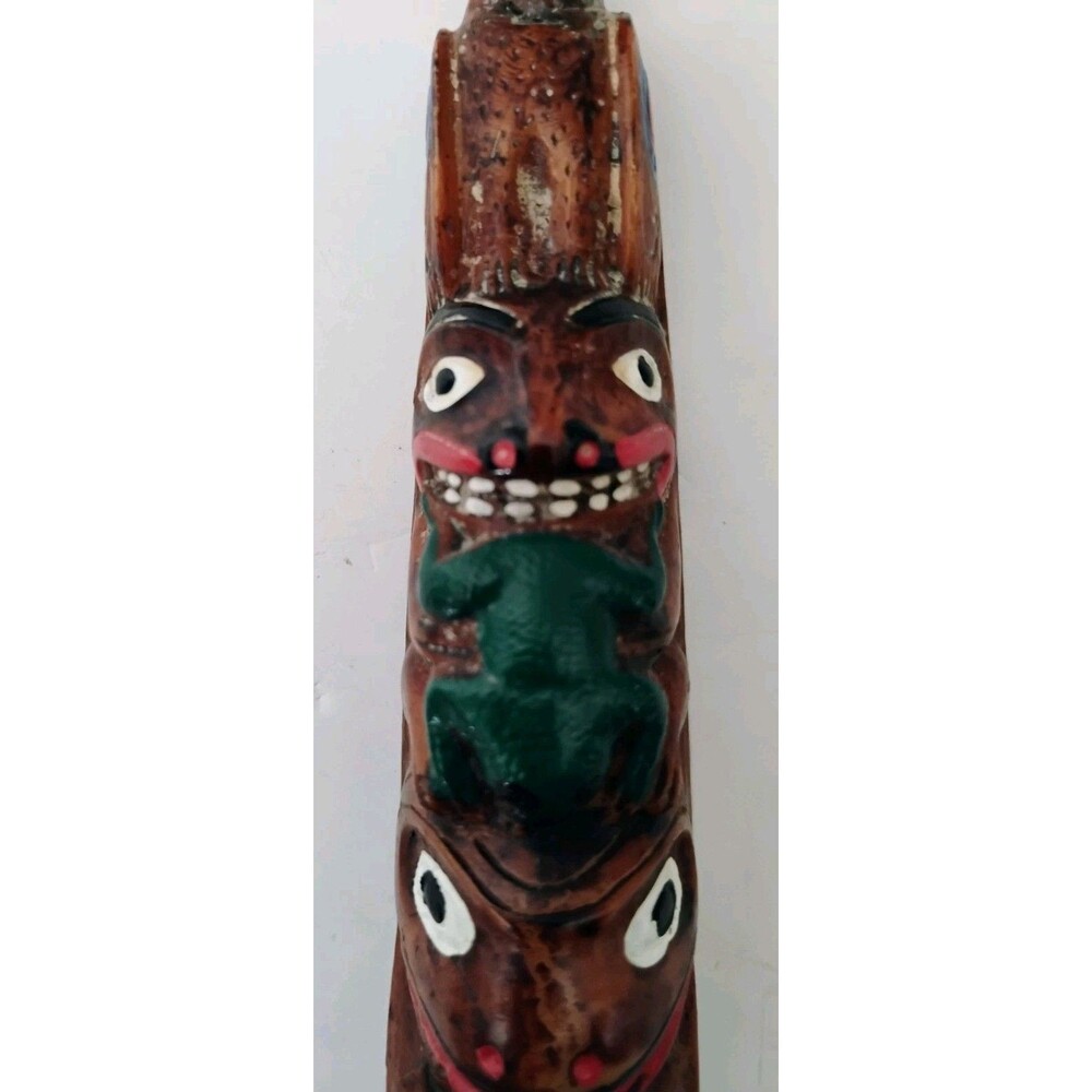Vtg Authentic Alaska Craft Totem Pole 5.5" Ketchikan Souvenir Frog Beaver
